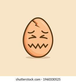 Crying egg with a broken body illustration