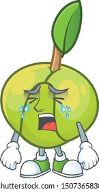 Crying elephant apple cartoon on white background