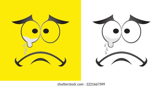 crying emoji  cartoon face with beautiful colors for kids and wallpaper like desktop or mobile
