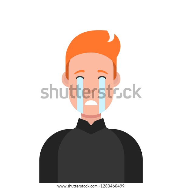 Crying Emoji Character Men Face Icon Stock Vector Royalty Free