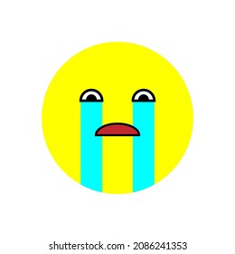 Crying emoji. Emotion face. Yellow icon. Message button. Communication background. Vector illustration. Stock image. 