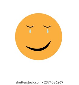 Crying emoji face flat style icon.