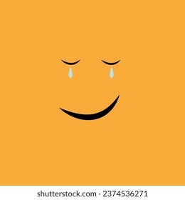 Crying emoji face flat style icon.