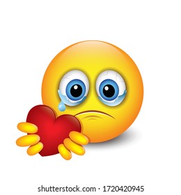 Crying Emoji Giving Love Heart Isolated Stock Vector Royalty Free