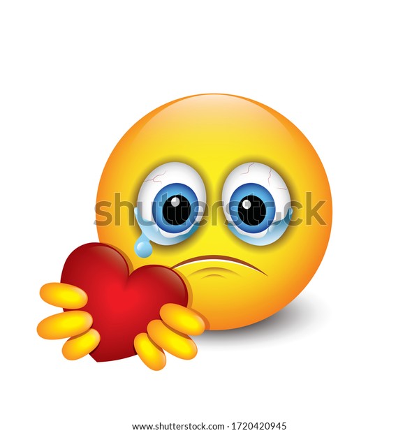 Crying Emoji Giving Love Heart Isolated Stock Vector Royalty Free Crying Emoji Giving Love Heart Isolated Stock Vector Royalty Free