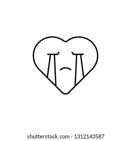 crying emoji icon. Element of heart emoji for mobile concept and web apps illustration. Thin line icon for website design and development, app development