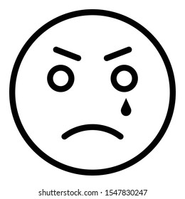 Crying emoji icon. Outline crying emoji vector icon for web design isolated on white background