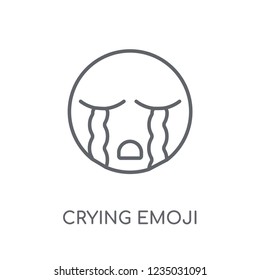 Crying emoji linear icon. Modern outline Crying emoji logo concept on white background from Emoji collection. Suitable for use on web apps, mobile apps and print media.