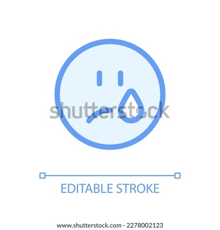 Crying emoji pixel perfect glassmorphism ui icon. Depressed and unhappy face. Color filled line element with transparency. Vector pictogram in glass morphism style. Editable stroke. Arial font used