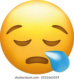 Emoji de llanto. Cara triste del emoticono con la gota de la lágrima.