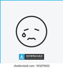 crying emot icon. Simple outline crying emot vector icon. On white background.