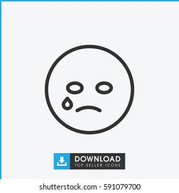 crying emot icon. Simple outline crying emot vector icon. On white background.