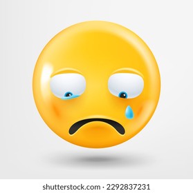 Vector 3d de emoticono de llanto. Emoji aislado en el fondo blanco 