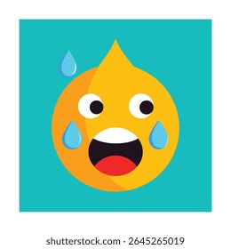 Crying Emoticon with Big Blue Teardrops