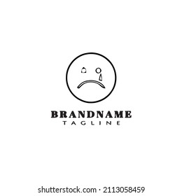 diseño del icono de la plantilla del logo de la caricatura del emoticono del emoticono de llanto ilustración del vector aislado negro