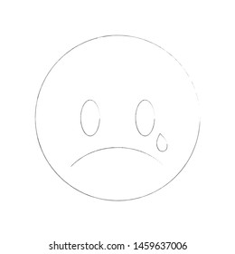 crying emoticon emotion outline vector