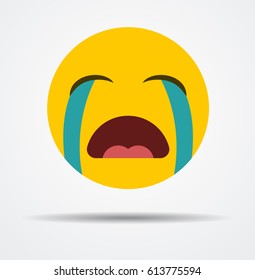 Crying emoticon in a flat design