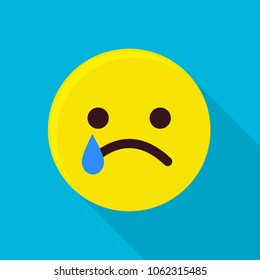 Crying emoticon icon. Flat illustration of crying emoticon vector icon for web