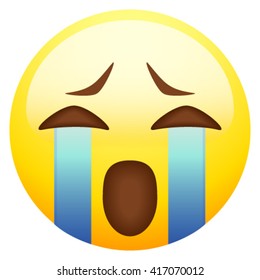 Crying emoticon isolated on white background.