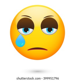 Crying emoticon. Isolated vector illustration on white background