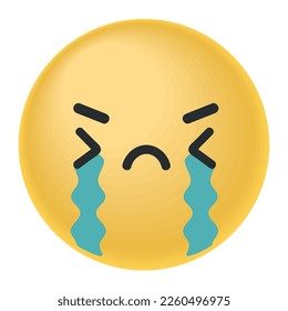 crying emoticon social media icon isolated