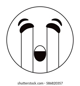 crying emoticon style thin line