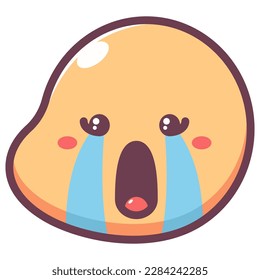 Señal de caricatura vectorial de emoticonos llorando aislada en un fondo blanco.