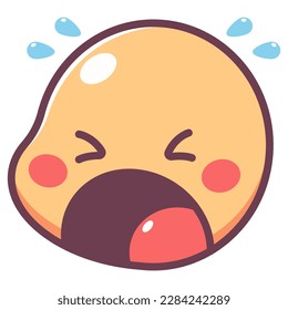 Crying emoticon vector cartoon sign isolated on a white background.