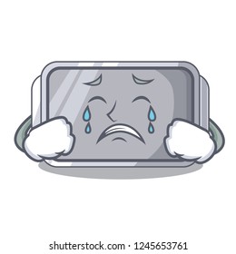 Crying empty baking tray close with character