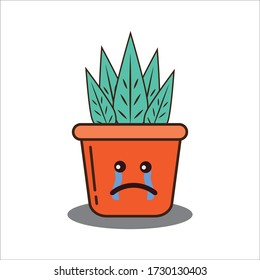 Crying Expression of Decoration Plant Vector Design