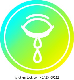 crying eye circular icon with cool gradient finish