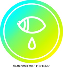 crying eye circular icon with cool gradient finish