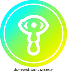 icono circular de ojos llorando con acabado gradiente fresco
