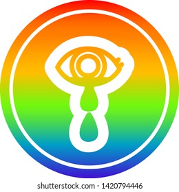 crying eye circular icon with rainbow gradient finish
