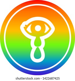crying eye circular icon with rainbow gradient finish