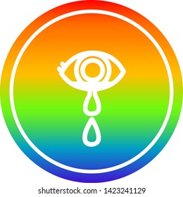 weinende augenkreisförmige Ikone mit Oberflächenbearbeitung des Regenbogengrades