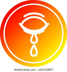 crying eye circular icon with warm gradient finish