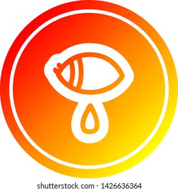 crying eye circular icon with warm gradient finish