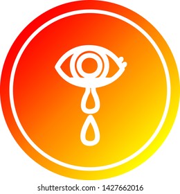 crying eye circular icon with warm gradient finish