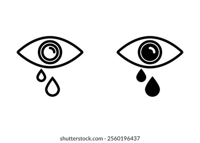 Crying eye icon. Outline crying eye vector icon for web design isolated on white background