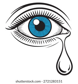 weinende Augendarstellung als Symbol für Traurigkeit, Emotion und Herzschmerz
