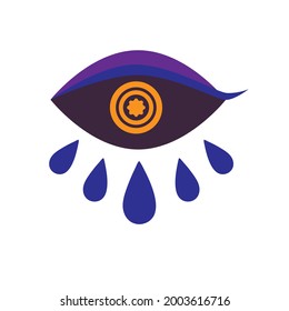 Crying eye symbol. Occult mystic emblem. Esoteric sign. Alchemy, decorative style, providence sight. Vector illustration.
