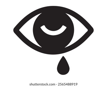 crying eye vector art illustration 