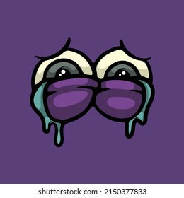 Crying eyeballs cartoon vector illustration