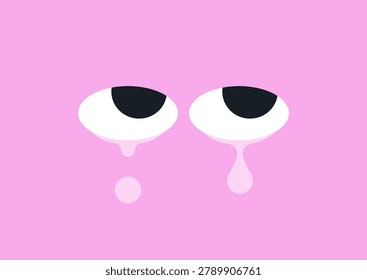 Crying eyes express deep emotions and unveil sorrowful stories in a vibrant pink setting that captivates the viewer’s heart and curiosity