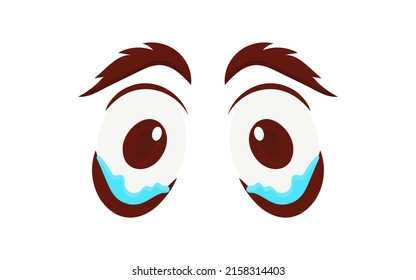 Crying eyes in flat style. Isolated on white background. Vector illustration.