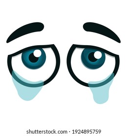 Crying eyes icon. Cartoon of crying eyes vector icon for web design isolated on white background