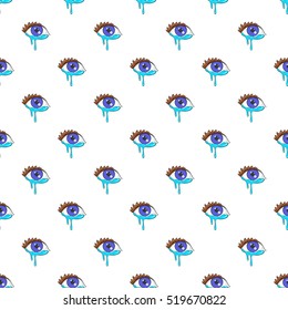 Crying eyes pattern. Cartoon illustration of crying eyes vector pattern for web