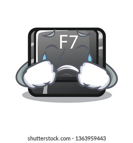Crying F7 button installed in computer cartoon