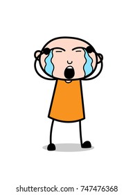 Crying Face - Cartoon Criminal Vector Illustration